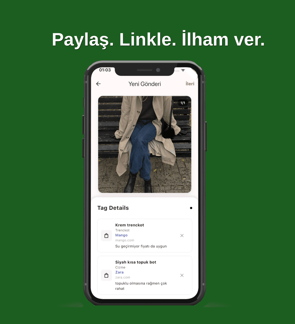 Post oluştur — Fotoğrafını yükle, parçaları saniyeler içinde linkle.